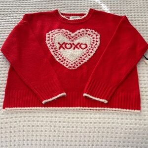 NWT cupcakes & cashmere Red XOXO Heart Valentine Preppy Sweater SZ L
